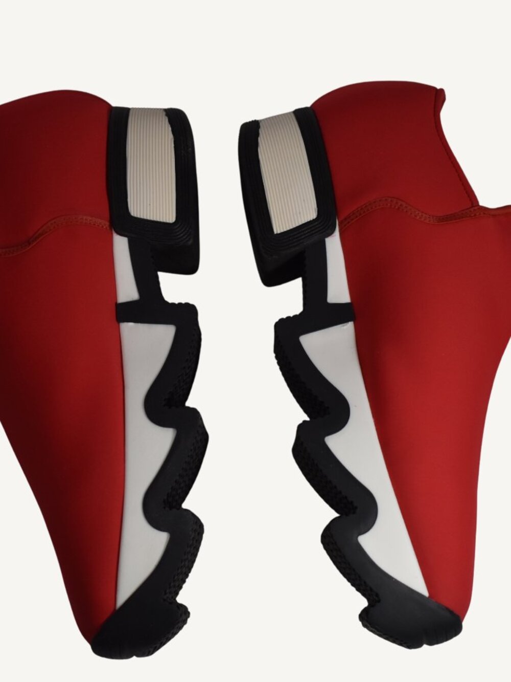iRi WES Red Neoprene Sneakers Wavy Sole Avant Garde Slip On 10 / 43